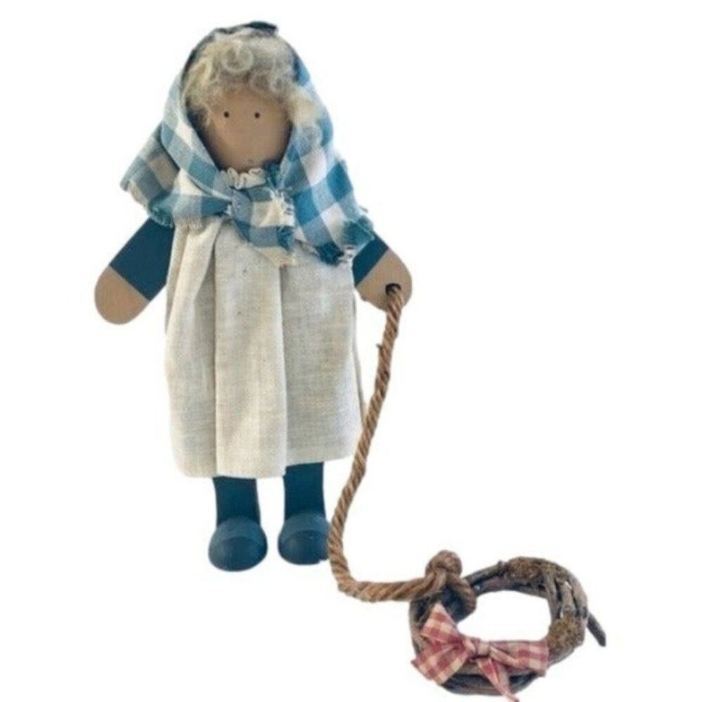 Vintage 1985 Lizzie High Wooden Doll Collectible Folk Art Cottagecore Farmcore